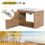Meuble-lavabo mural 52 po avec lavabo en céramique et tablettes de rangement et 1 porte à fermeture en douceur, emballage KD, contreplaqué-126202379