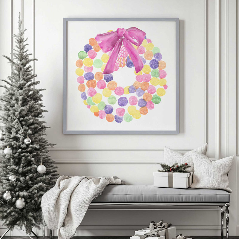 Motif de couronne arc-en-ciel, H 21,75 po x l 21,75 po, Cadre simple en zinc patiné, bois massif
