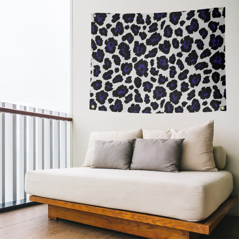 Tapisserie de football en polyester Baltimore, H 26 po x l 36 po, Blanc / noir / mauve