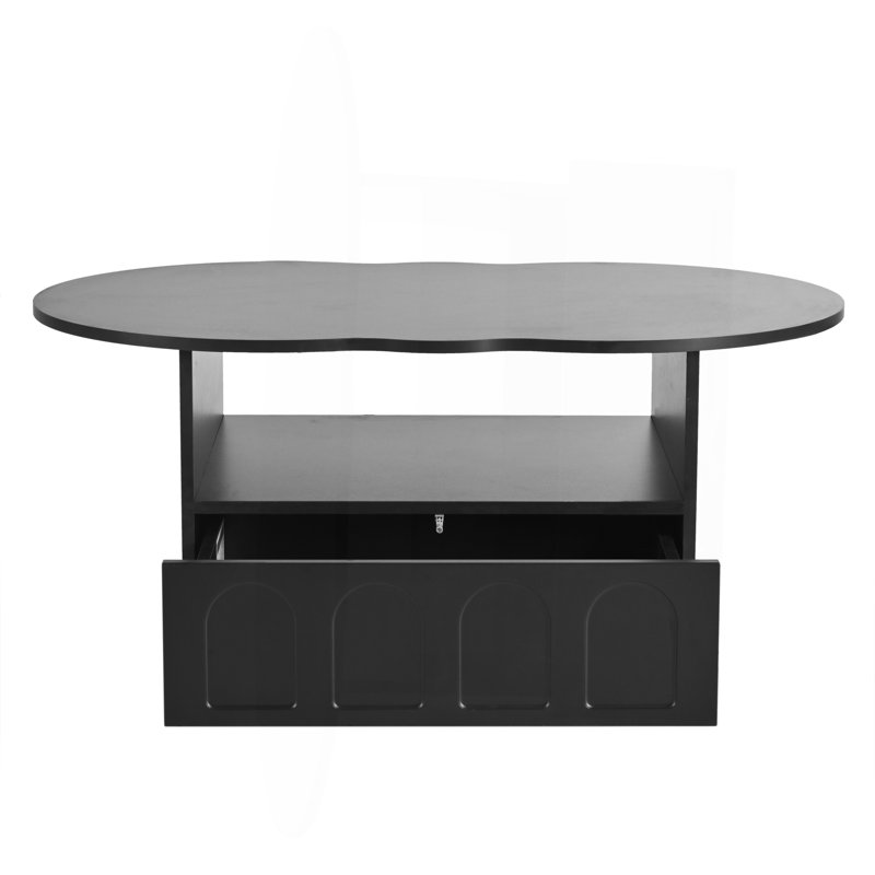 Table basse flexible de style crème avec 2 roues de frein, Noir