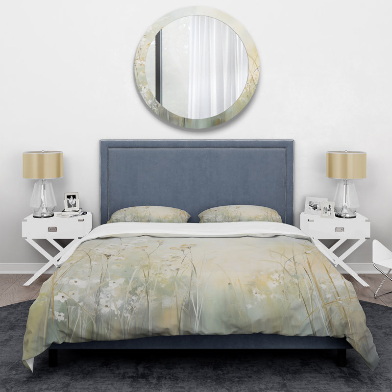 Ensemble de housse de couette Green Beige Serene Meadows I - Abstract Botanicals