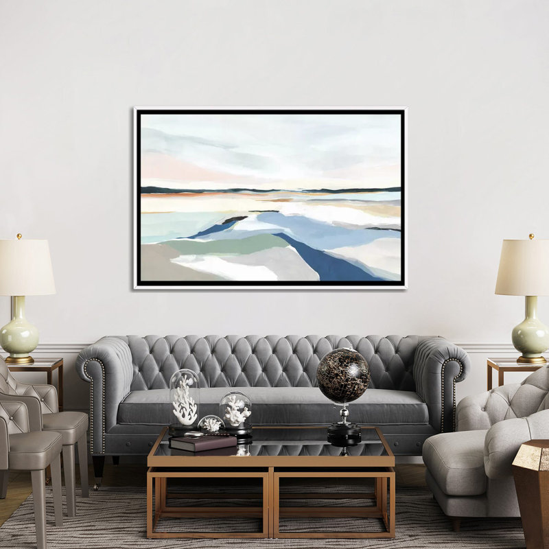 " Seaside Day I " by Isabelle Z, White Framed Canvas, 40" H x 60" W x 1.5" D, No Mat