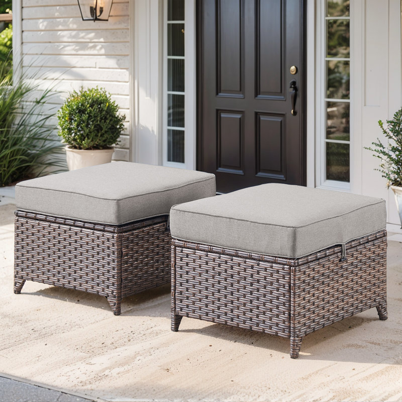 Repose-pieds d'extérieur avec coussin Sunbrella® Tya, Gris