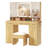 Vanity Desk with Mirror and Lights, Vanity Tables with 7 Drawers, Makeup Vanity with Tri-Folding 3 Colors Lighting Mirror and Cushioned Stool, Big Vanities Perfect for Bedroom, White-315565998