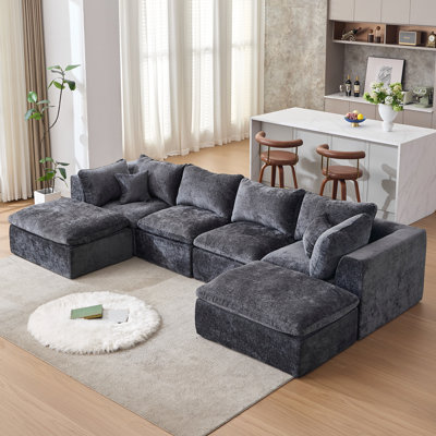 6-Piece Modular Upholstered Sectional Sofa