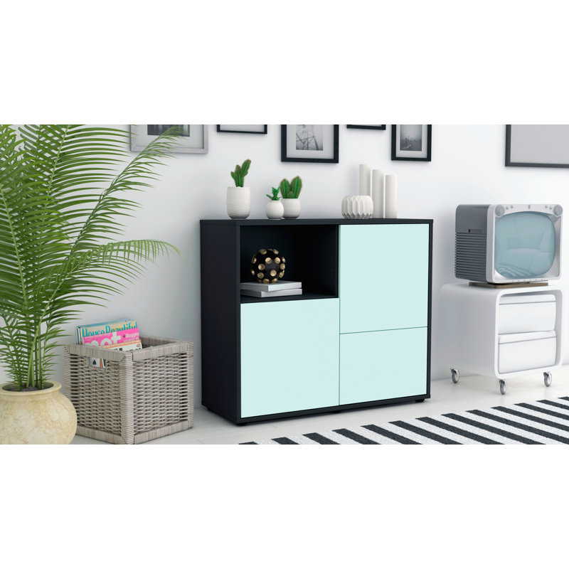 Powhattan 92cm Sideboard, Anthracite/Light blue