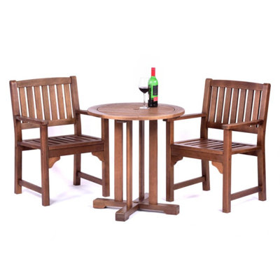 Settles 2 - Person Solid Wood Patio Dining Set Umbrella Hole Included Round Table
