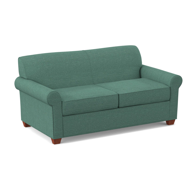 Finn Rolled Arm Sofa with Reversible Cushions, BM Cherry, Antic Lagoon, 34" H x 75" W x 36" D