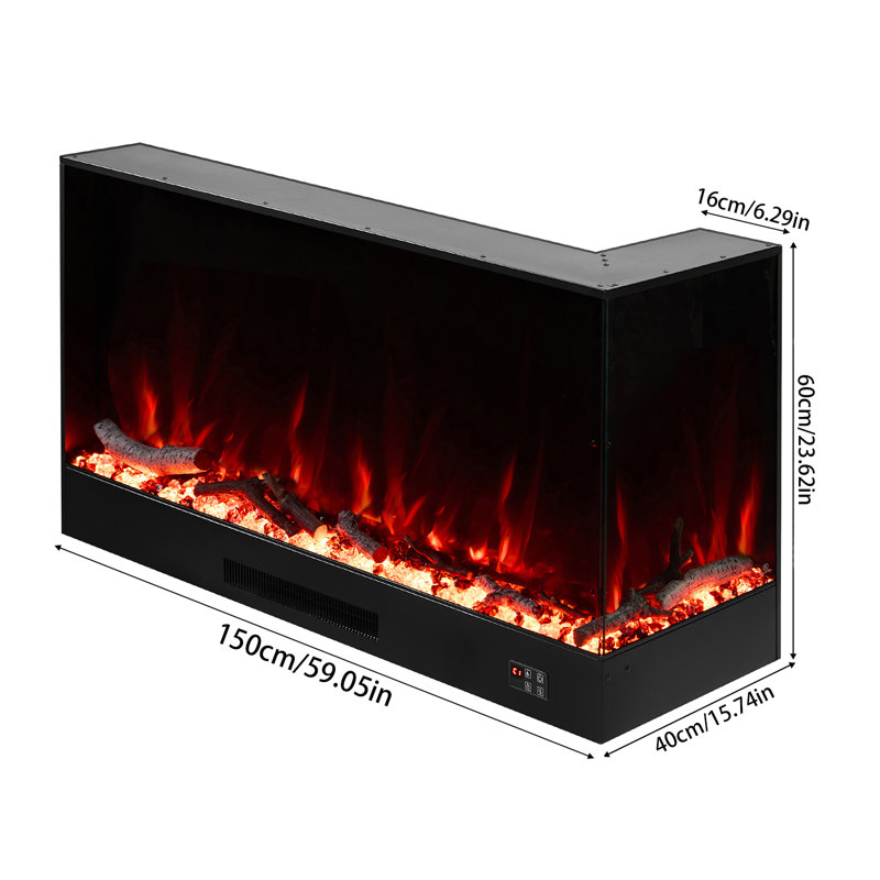 Ivy Bronx 150cm W Black Electric Fireplace