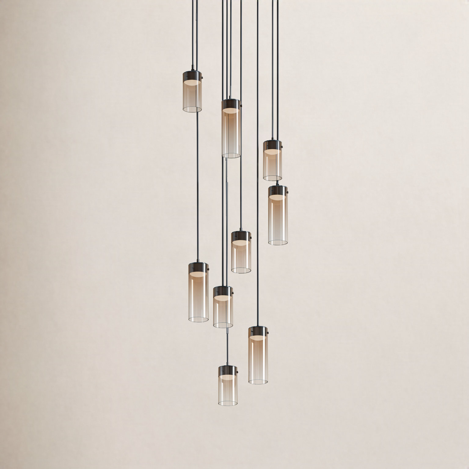 Delonda 9 Light Glass Dimmable Pendant, Amber