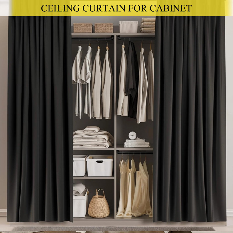 Room Divider Curtain Sets With Bendable Ceiling Track, 95% Blackout Total Privacy Ceiling Track Curtains Floor To Curtains Track Kits 8.3 Ft Wide X 7 Ft Tall, Grey, 1 Panel