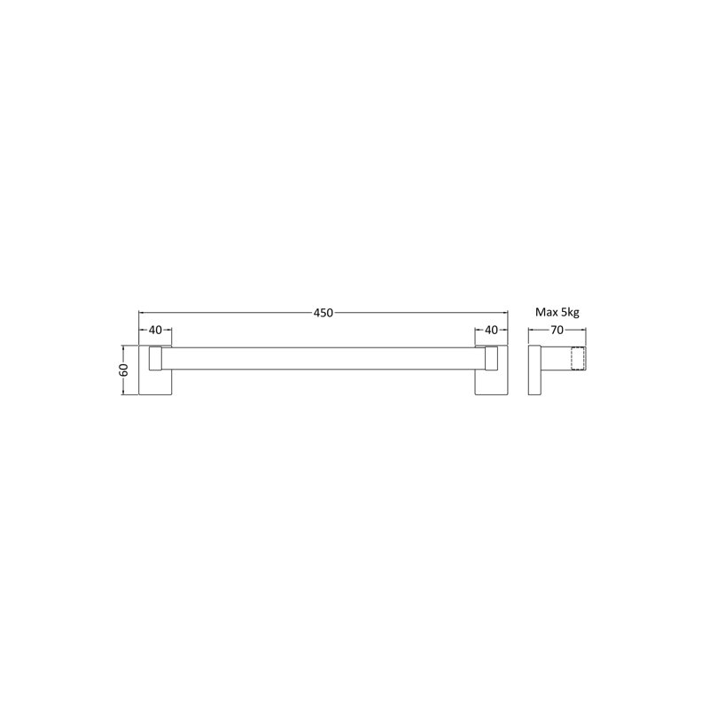 45cm 1 Wall Towel Bar