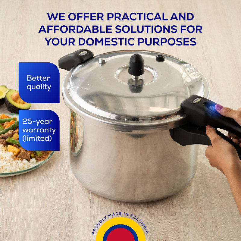 Universal (6.3 Quart / 6 Liter) Pressure Cooker, Pressure Pot With 6 Safety Systems, Aluminum Pressure Cooker For 7 Servings, Even Heat Distribution, Diameter 9.4 Inches, Height 9.6 Inches