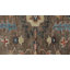 Tapis traditionnel en laine noué à la main brun et bleu Oushak - motif à médaillon floral classique avec bordure bleu marine, tapis de style oriental rétro-753292945