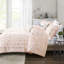 Couette rose poudré à imprimé géométrique métallisé et taie d'oreiller brodée carrée, format king/king