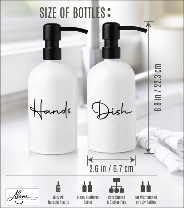 16 oz PET Plastic Set of Hand and Dish Soap Refillable Bottle