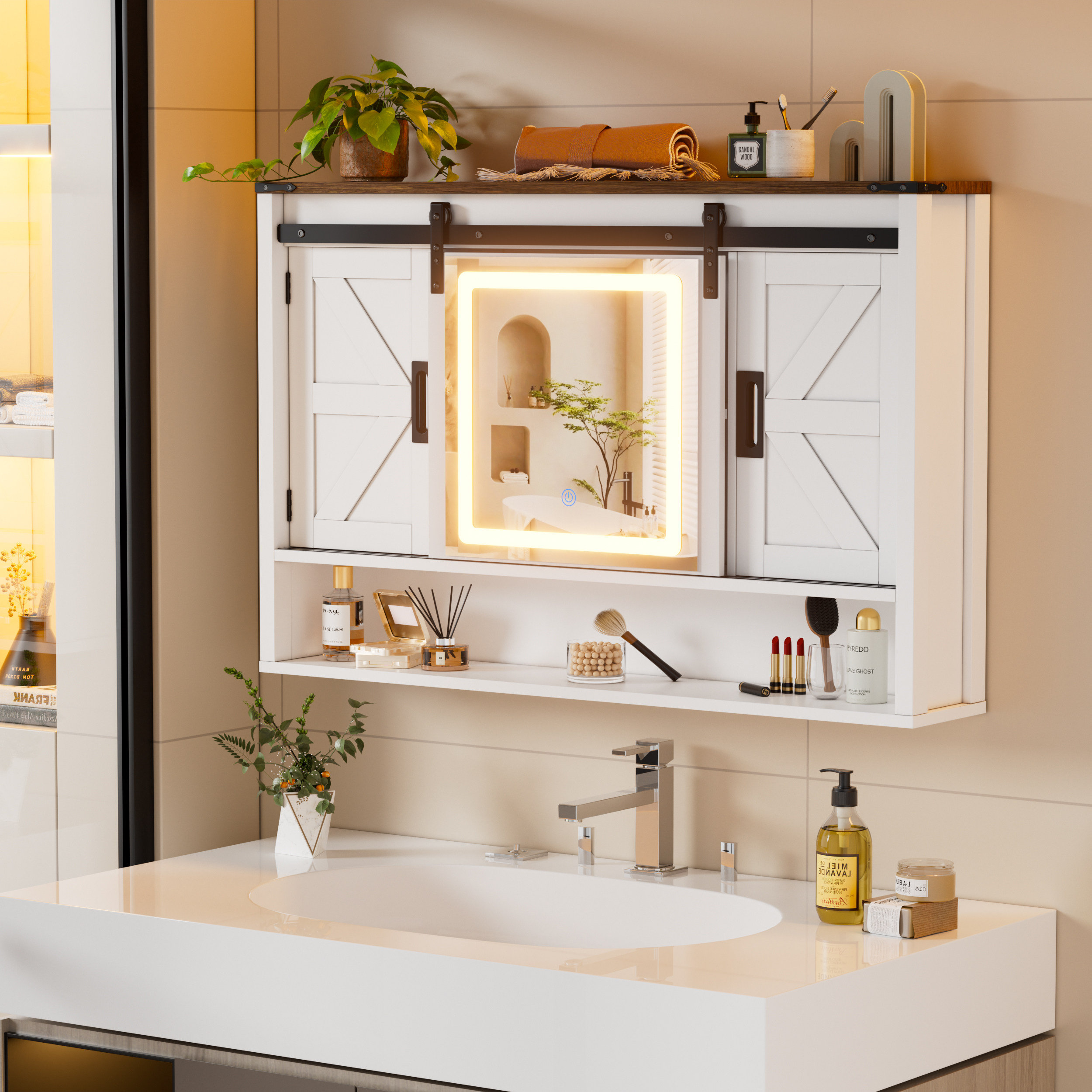 Gracie Oaks Farmhouse Bathroom Mirror Cabinet, Bathroom Medicine ...