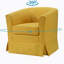 Fauteuil demi-tonneau pivotant en tissu tissé jaune de 28 po