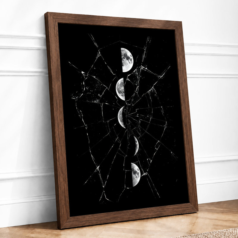 Lunar Branches Japandi - Framed Print, A2 - 59.4 x 42.0 cm, Walnut