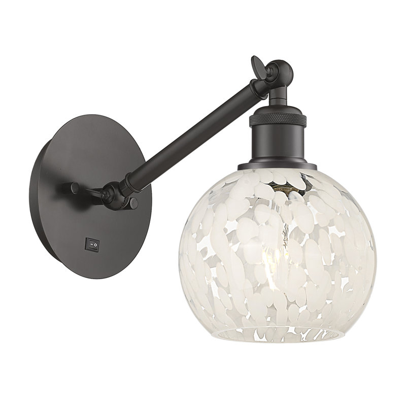 Applique murale 1 lumière Ballston White Mouchette, H 8 po x l 6 po x P 12 po, Bronze huilé
