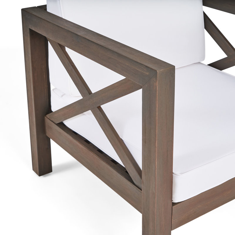 Fauteuil club élégant, style Mid-Century, bois, gris et eau vive - mode béret, chemisier, Blanc, Gris