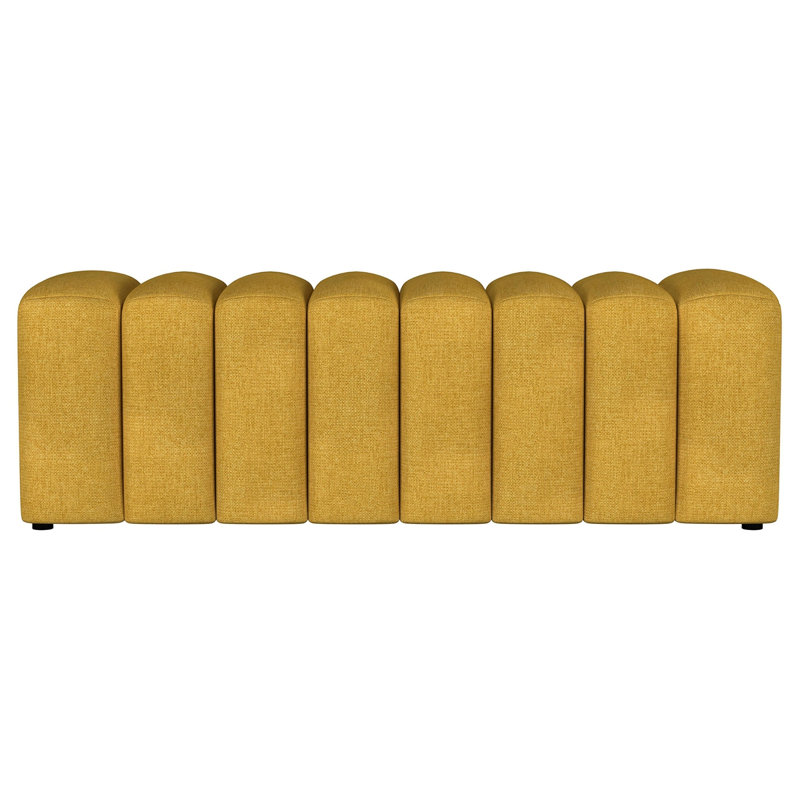 Banc d'appoint rembourré en tissu Delsur, Jaune moutarde