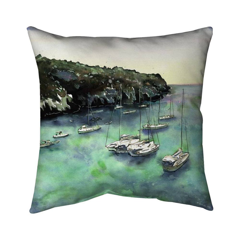 Boats in Cala Macarella | Marine Poly Twill Throw for Decor