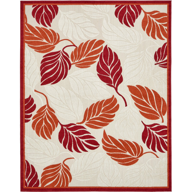 Tapis intérieur / extérieur beige / rouge / terre cuite Westerly, Rectangle 9 pi x 12 pi 2 po, Terracotta Red/Beige