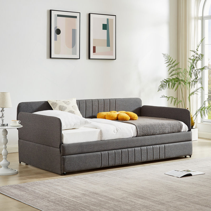 Daybed, Sofa Bed Metal Framed With Trundle, 78.4"L X 41"W X 29.8"H.