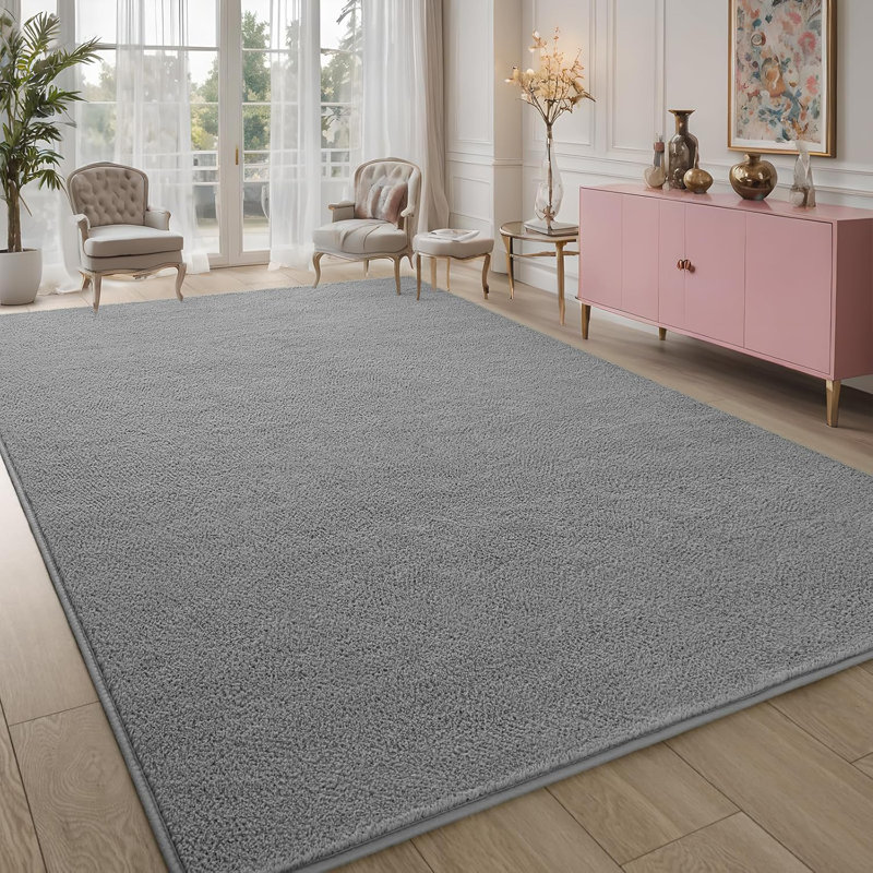 Solid Colour Shag Area Rug, Rectangle 153 x 215 cm, Gray