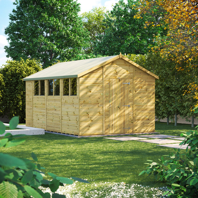 Powersheds 14 x 10ft Premium Pressure Treated Timber Apex Garden Shed