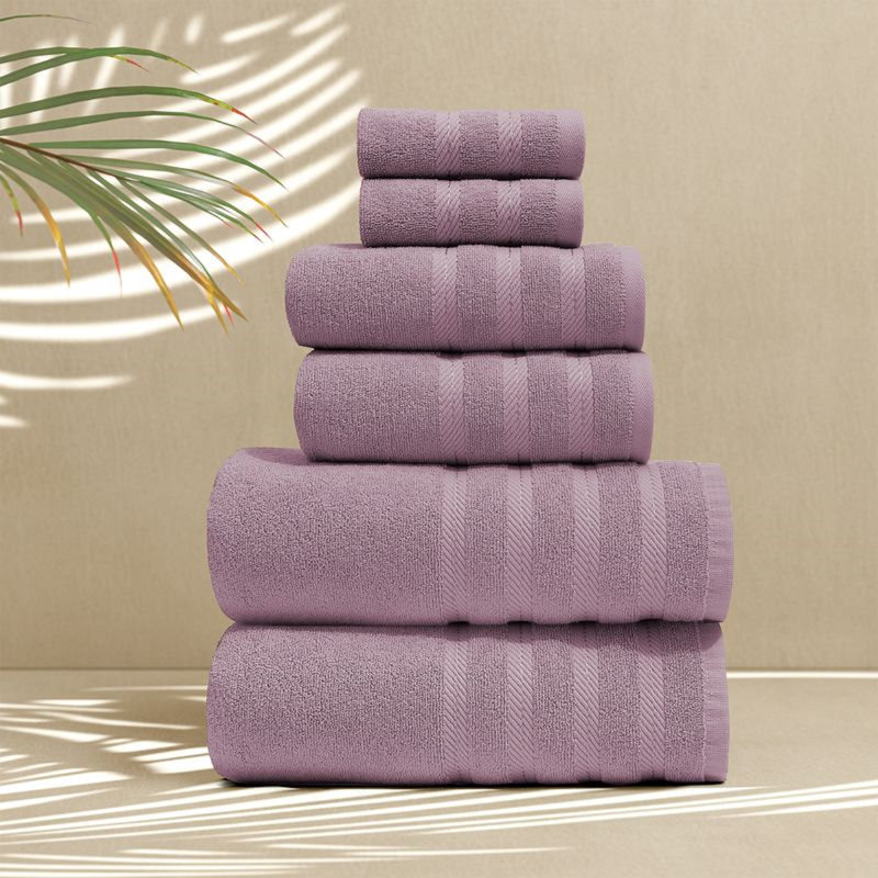  Ensemble de serviettes de bain 100% coton peigné 6 pièces - Serviettes de bain ultra douces et très absorbantes, Violet