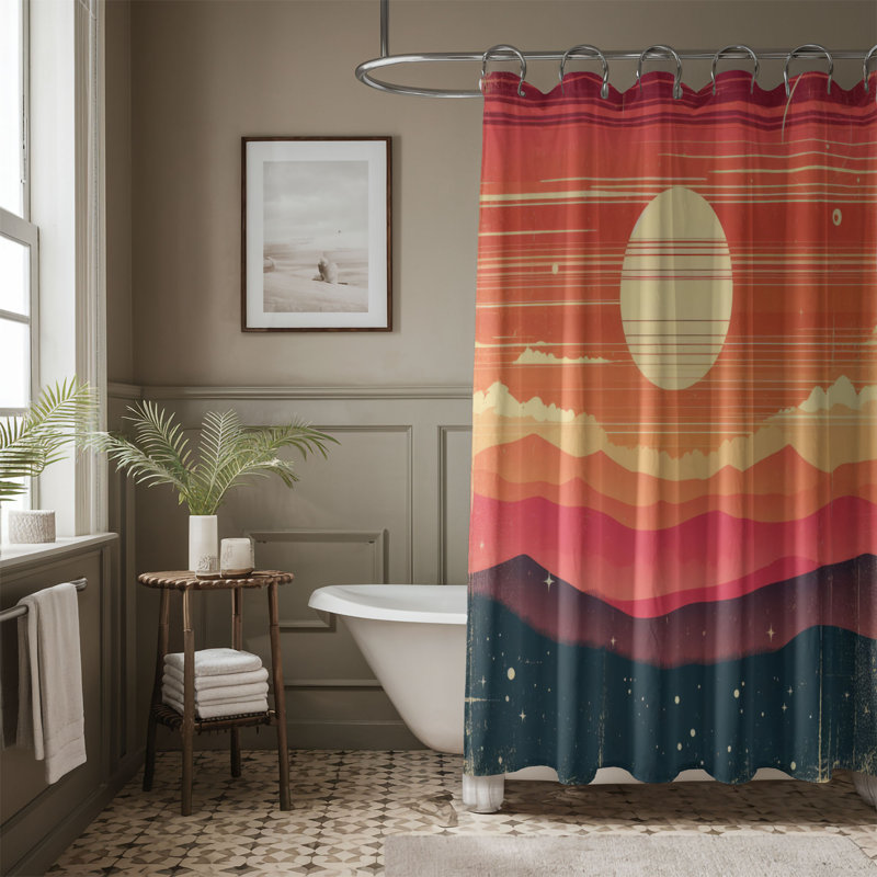 Rideau de douche standard 1 pièce Vintage Sunset Glow, H 74 po x l 71 po