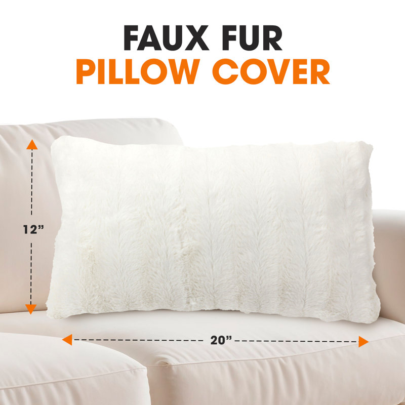 Tsuguko Faux Fur Pillow Cover, White