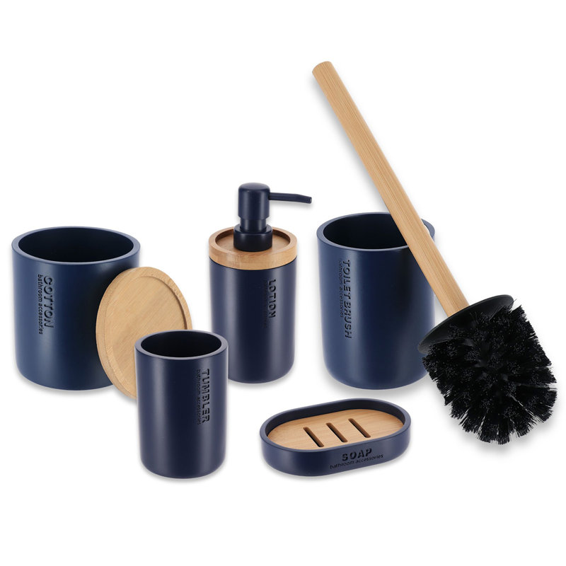 Willis Bathroom Accessory Set 5 Pieces, Navy Blue