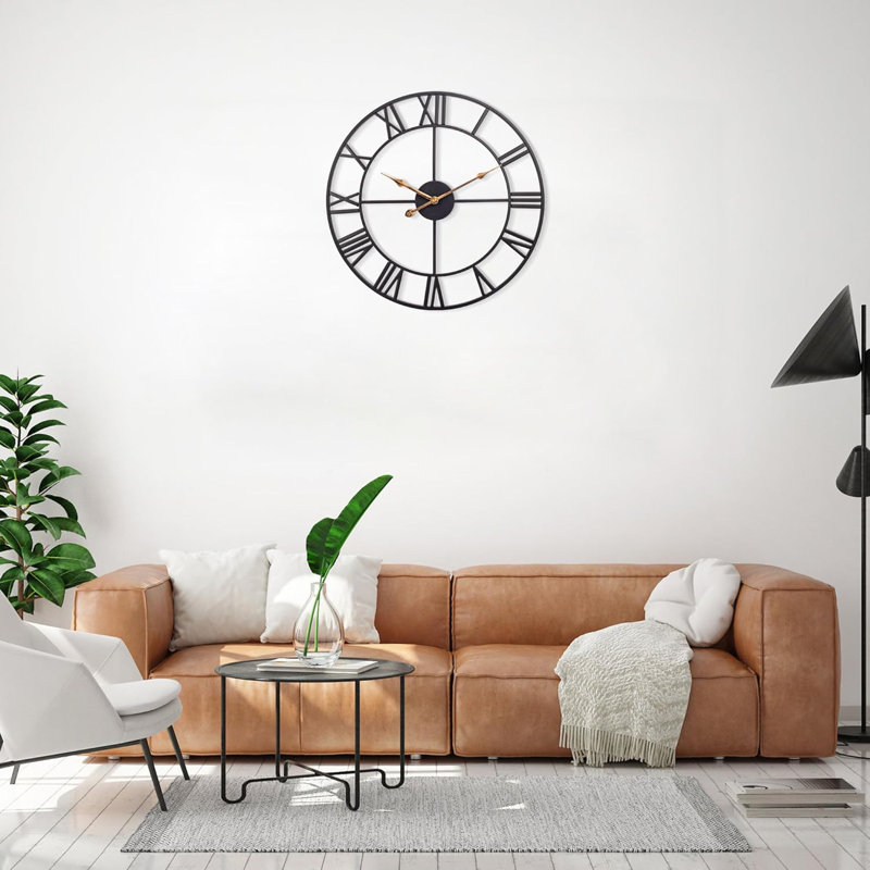 Wall Clock For Living Room Decor - Nearly Silent Non-Ticking Metal Wall Clocks Battery Operated, Vintage Decorative Modern Wall Clock For Bedroom, Office, Farmhouse Decor