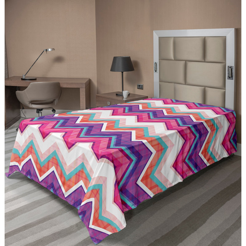 Ambesonne Top Flat Sheet Royal, Twin Flat Sheet, Multicolor Chevron 8
