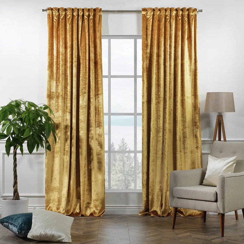 Rideau simple extra long et extra large en velours brillant de luxe, L 100 po x L 144 po, Souci