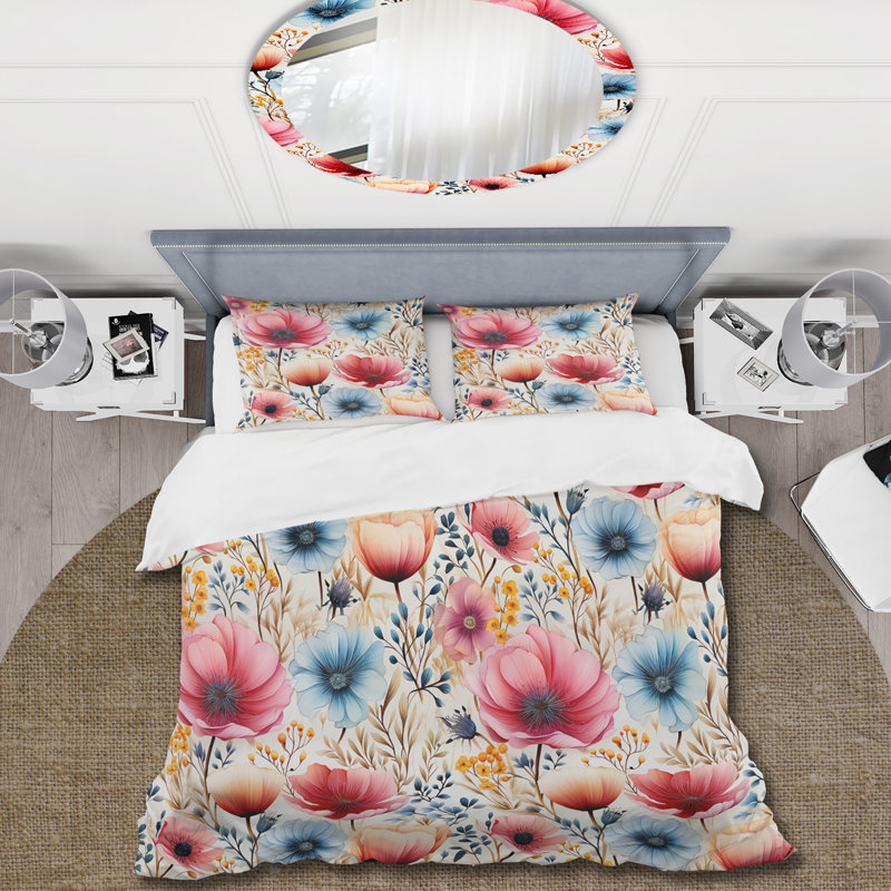 Ensemble de housse de couette multicolore Watercolor Wonderland, Housse de couette pour très grand lit et 2 très
