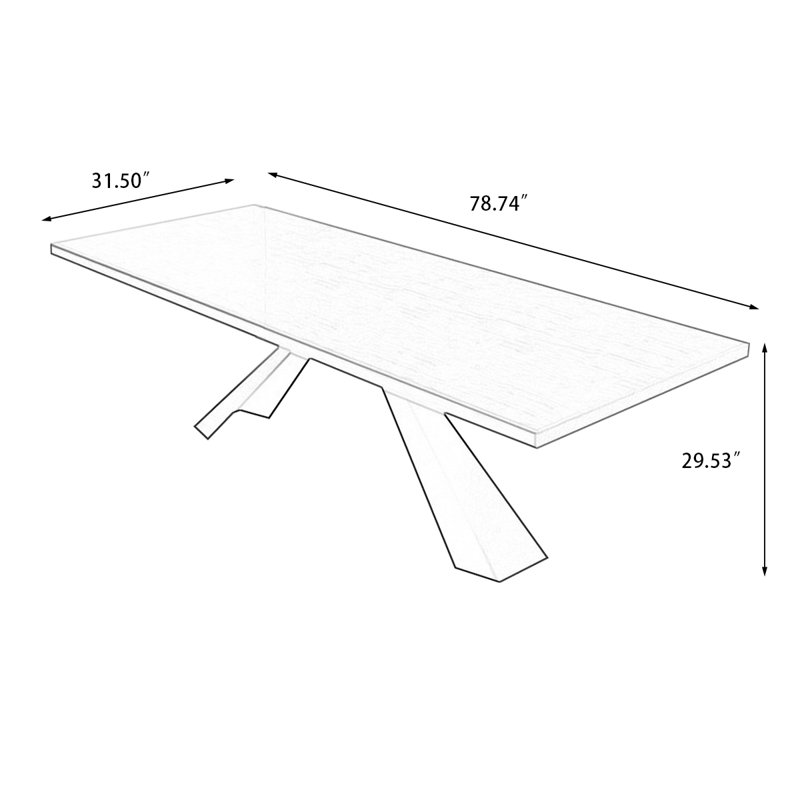 Brown Rectangular Solid Wood Dining Table, 29.53"H x 78.74"L x 31.5"W