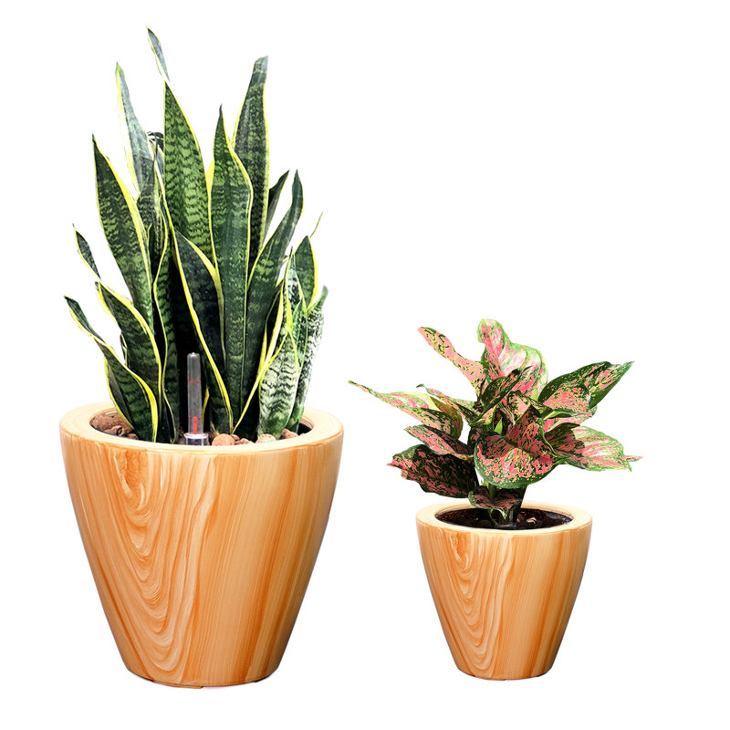 Pot de 5 cm (10 po) à arrosage automatique - Fini brun - Bouchon de drainage - Avantage : saturation du sol - Pot en bois et plastique - Assemblage simple - Nourrissez vos plantes facilement