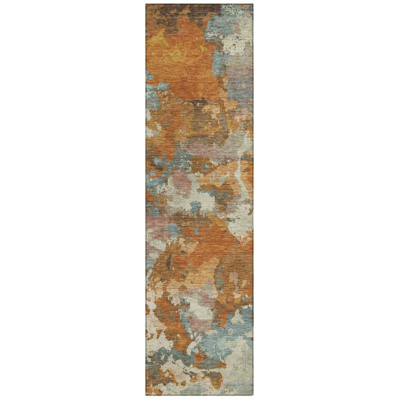 Machine Washable Indoor/Outdoor Christain ACN1385 Copper Rug, Runner 2'3" x 7'6"