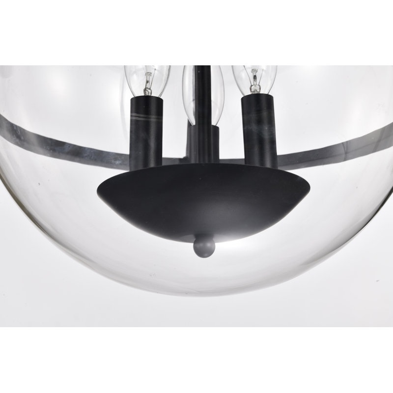Luminaire suspendu bol 3 lumières Wewoka, Noir mat