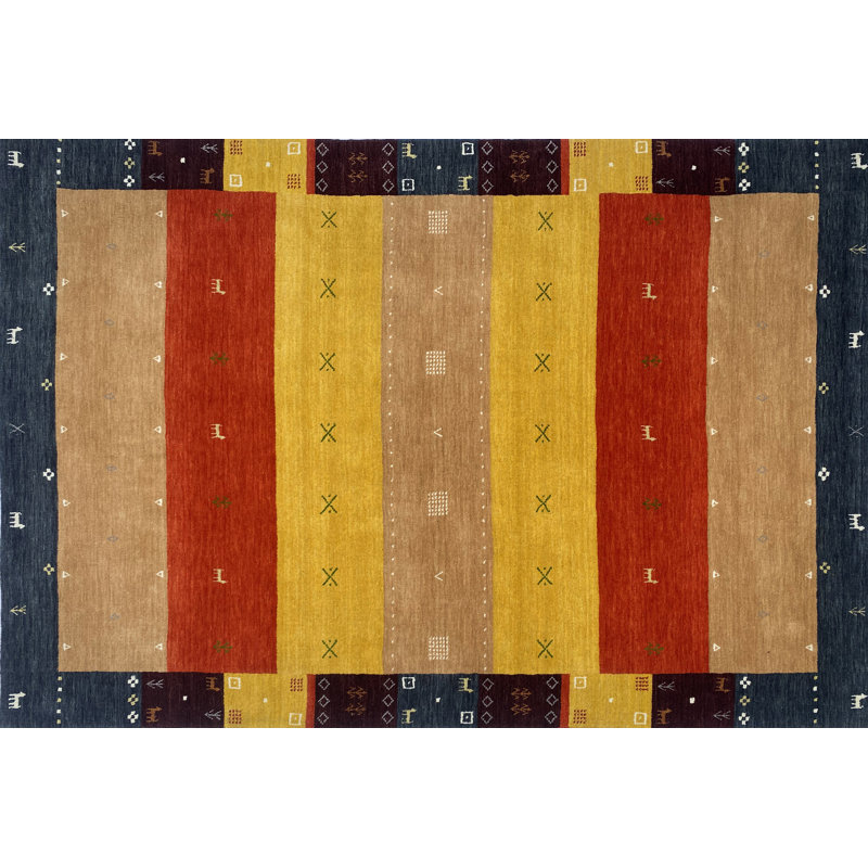 Finty Chequered Wool Hand Loomed 170cm X 240cm Area Rug