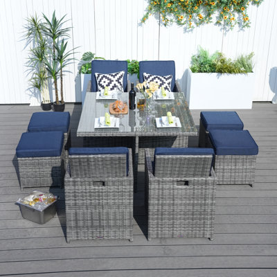 Square 8 - Person 49.2'' Patio Dining Set With Cushions