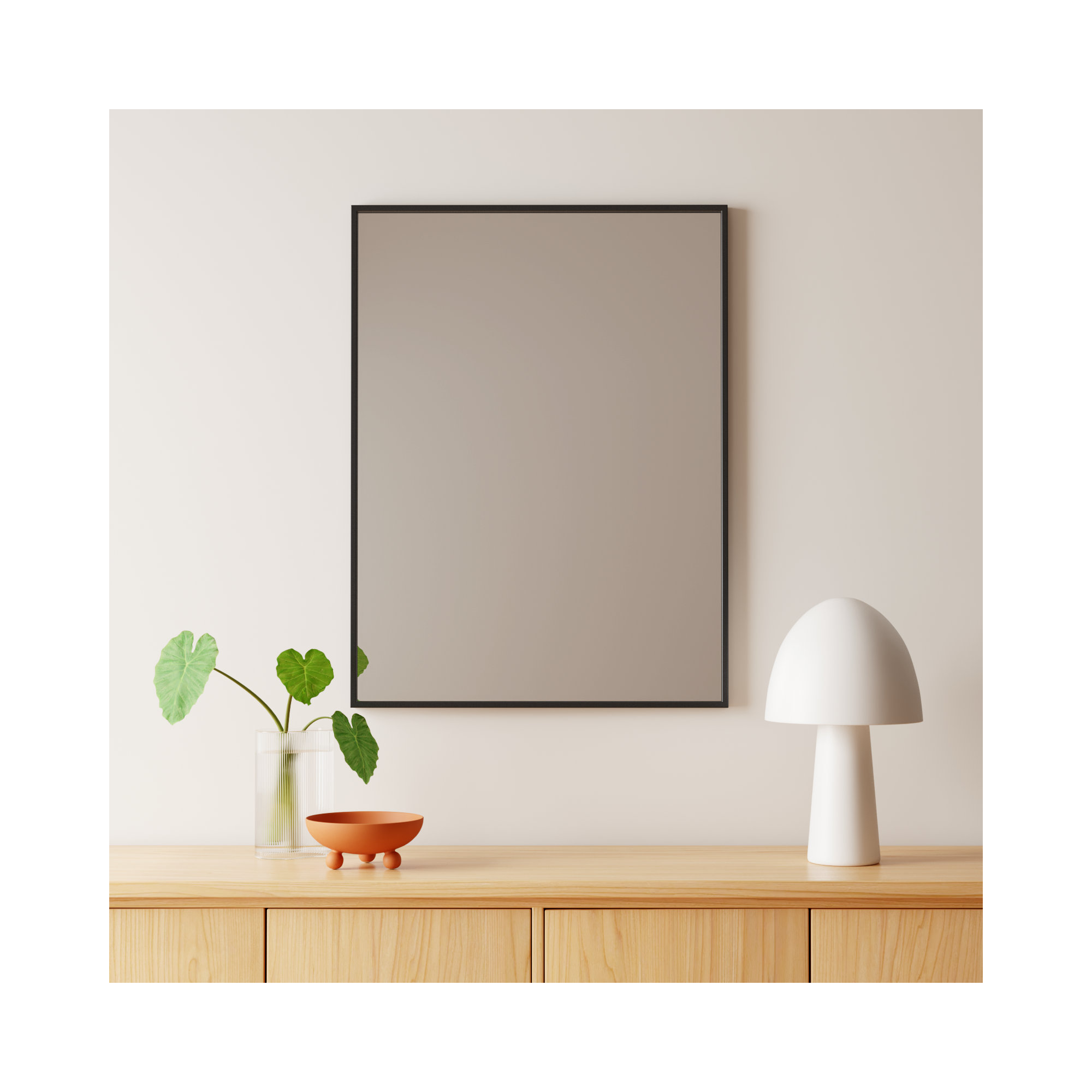 Sabine Metal Rectangle Wall Mirror, 36" x 27", Black