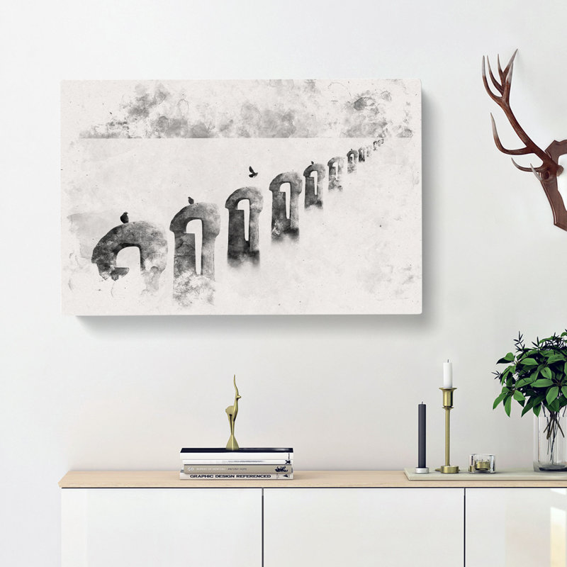 Perched Pigeons Watercolour - Wrapped Canvas, 60cm H x 91cm W x 3cm D