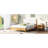 Queen Size Bed, Rubber Wood And Plywood, Fleece Upholstered Headboard, Beech White, Stable Bed Side Rails Design