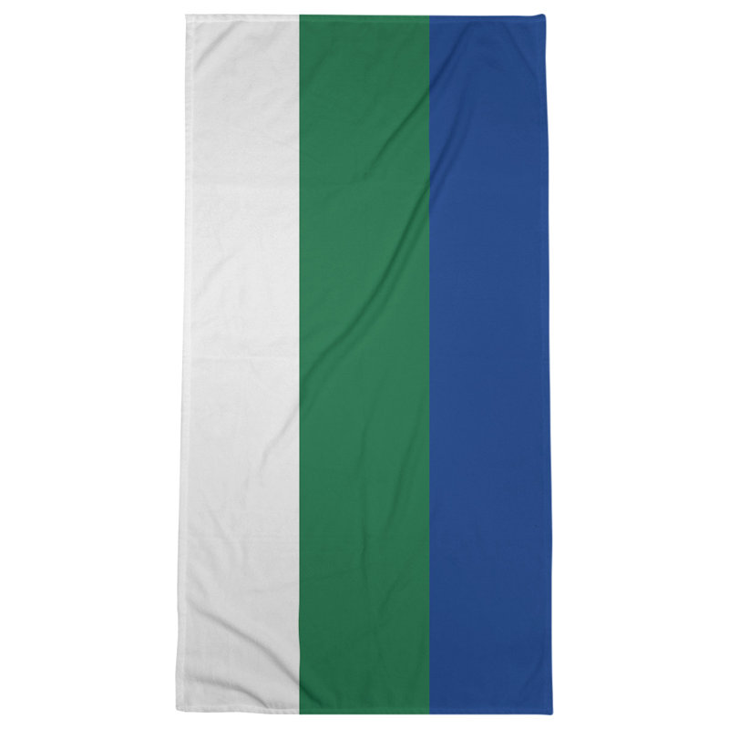 Cotton Blend Beach Towel, Off White/Green/Blue