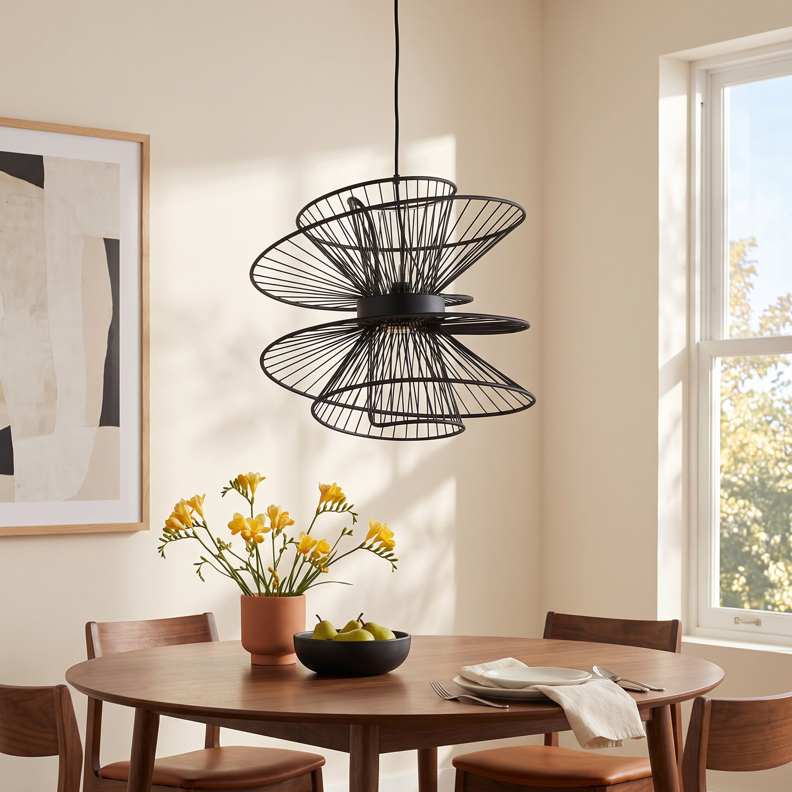 Kemi 2 Light LED Pendant, 19.75" H x 20" W x 20" D, Black